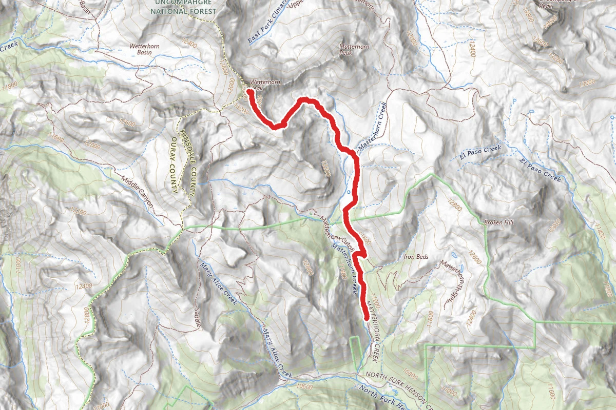 Wetterhorn Peak via Ridge Stock Driveway Trail