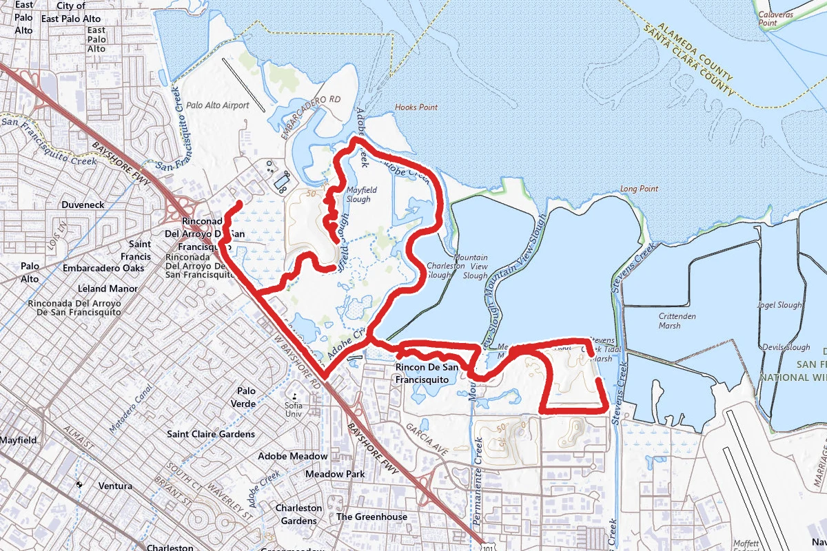 Charleston Slough Trails route map