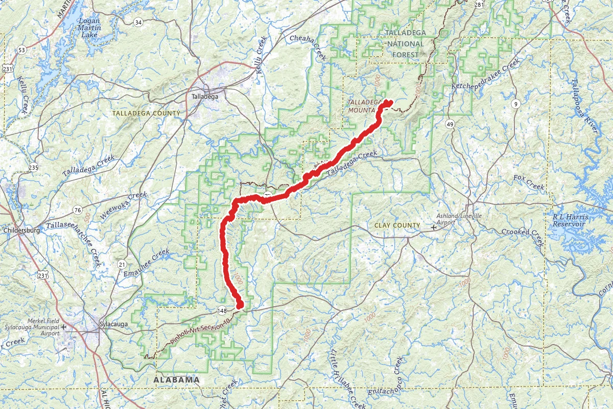 County Road 600-1 to Talladega Scenic Highway OHV Trail