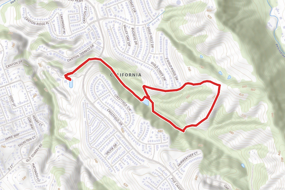 Newt Pond and Shady Canyon Trail route map