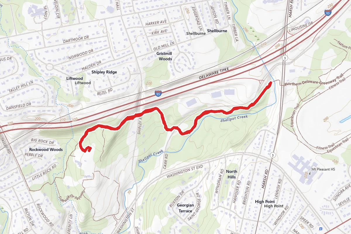 Rockwood Park to Marsh Road via Northern Delaware Greenway Trail
