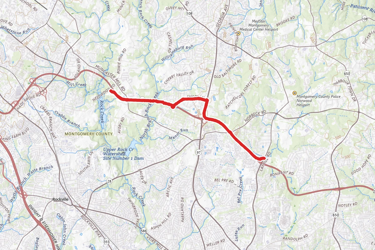ICC Intercounty Connector Trail route map