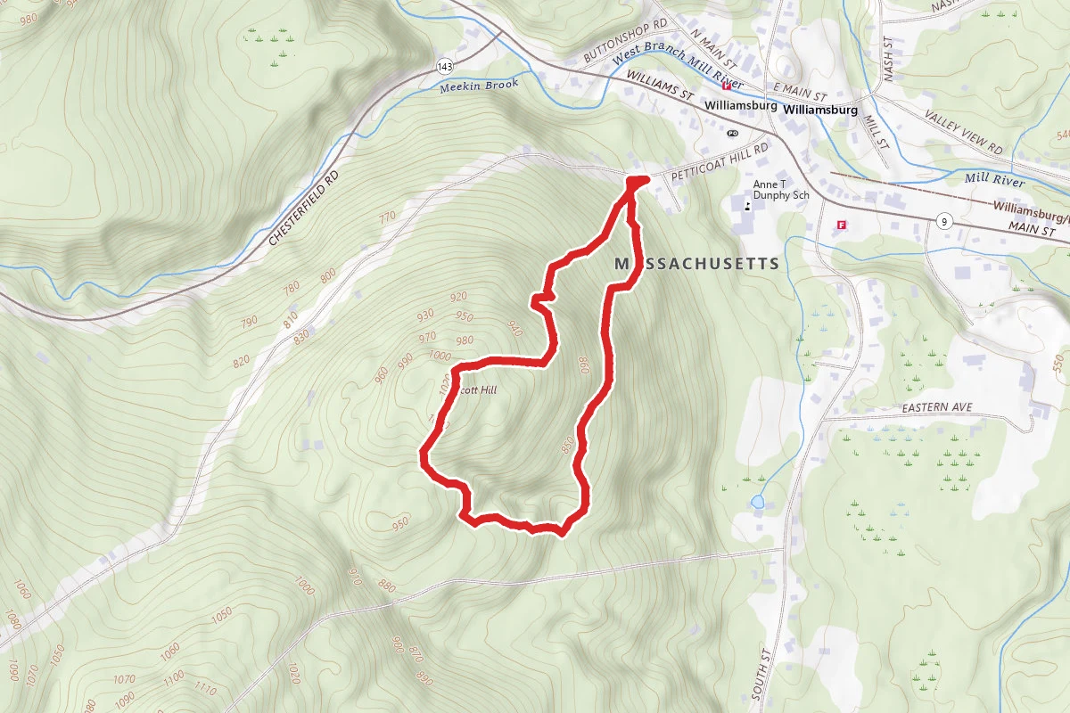 Petticoat Hill Trail Loop route map