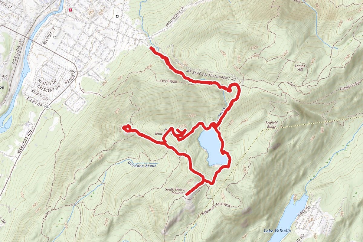 Beacon Reservoir to South and North Beacon Mountains Loop via Fishkill Ridge Trail