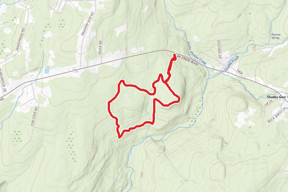 Green and Yellow Trails Loop route map