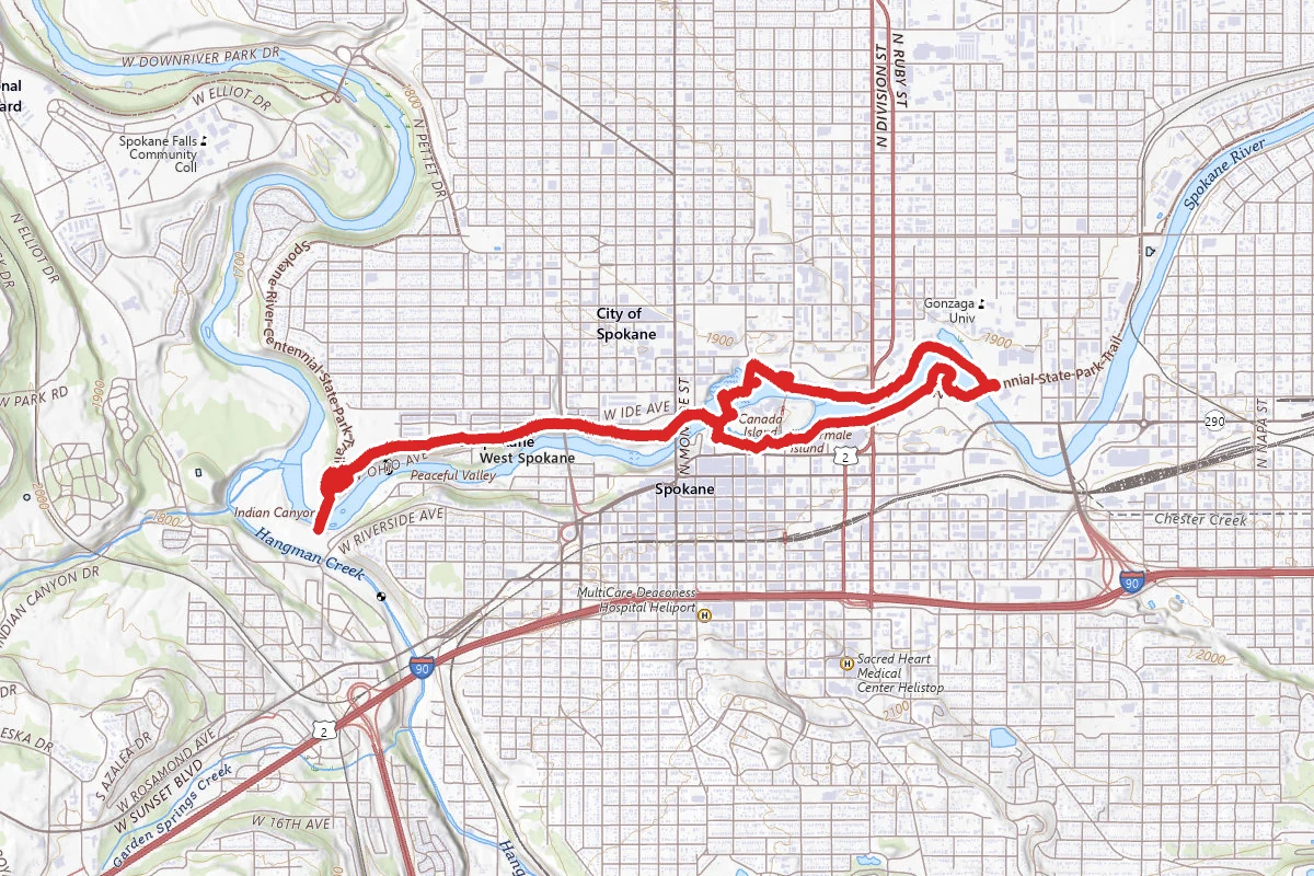 River Loop to Sandifur Bridge route map