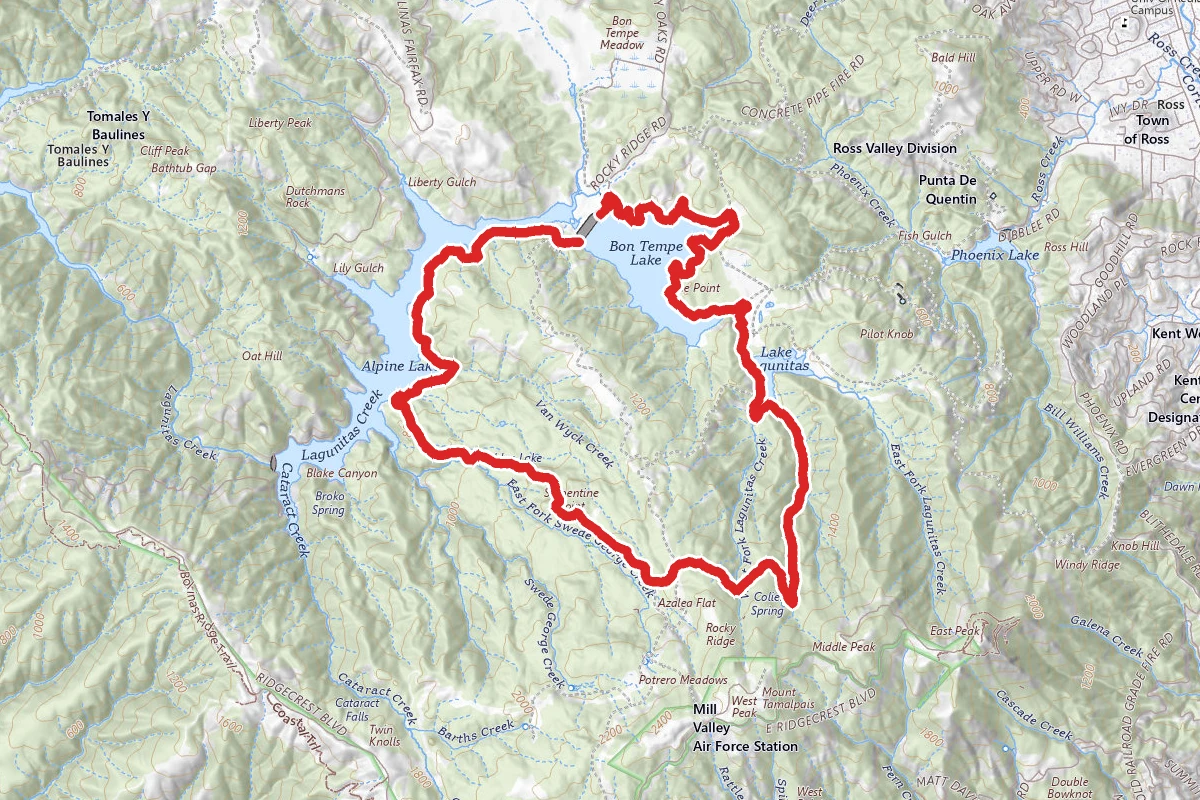 Bon Tempe and Alpine Lakes via Sunny Side, Pine Point, Coller, Lower Northside, and Kent Trail