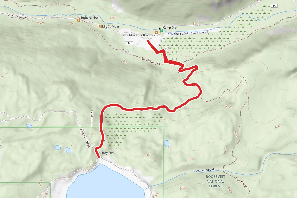 Camp Dick to Beaver Reservoir via Cutoff Trail