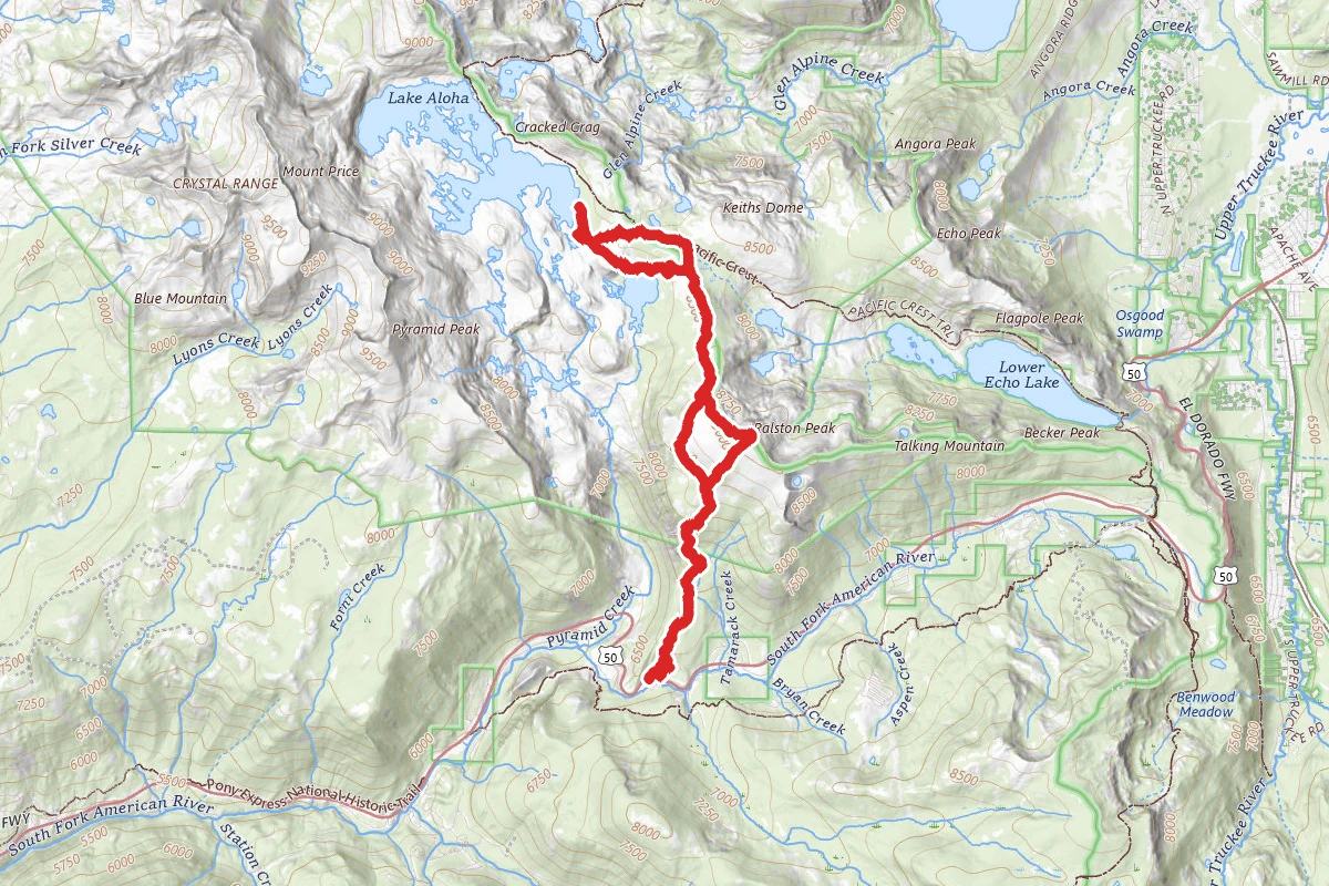 Ralston Summit to Lake Aloha and Lake of the Woods