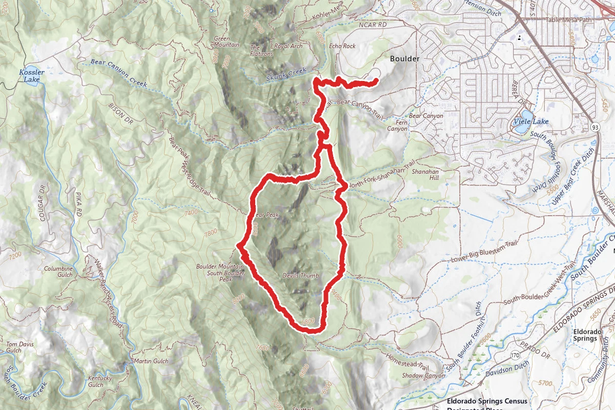 NCAR to Fern Canyon to Mesa Loop