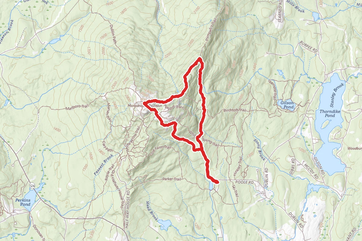Mount Monadnock via White Dot Trail to Pumpelly Trail to Cascade Link Loop