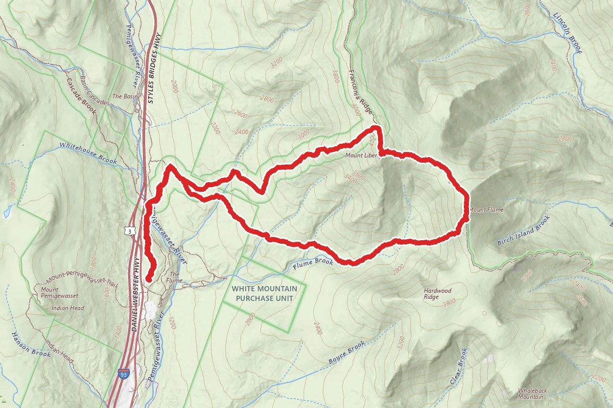 Flume Slide Trail to Liberty Spring Trail Loop
