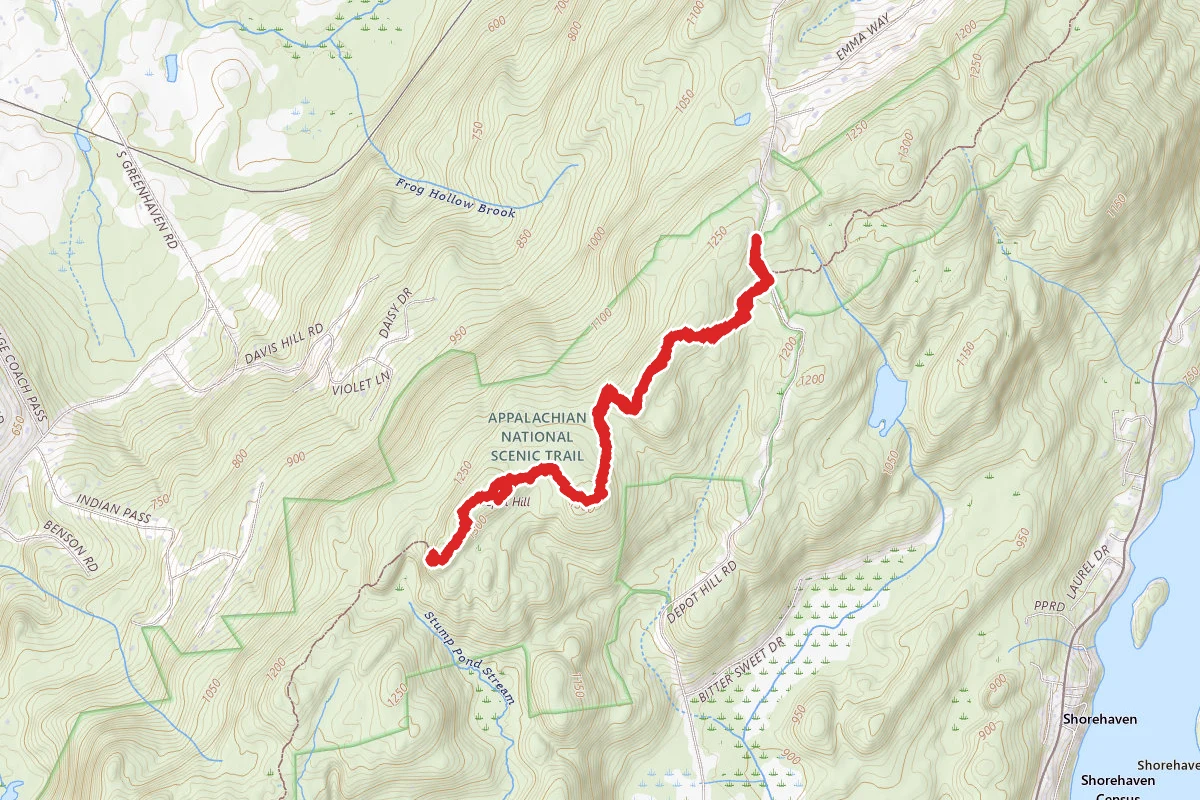 Egbert via Appalachian Trail route map