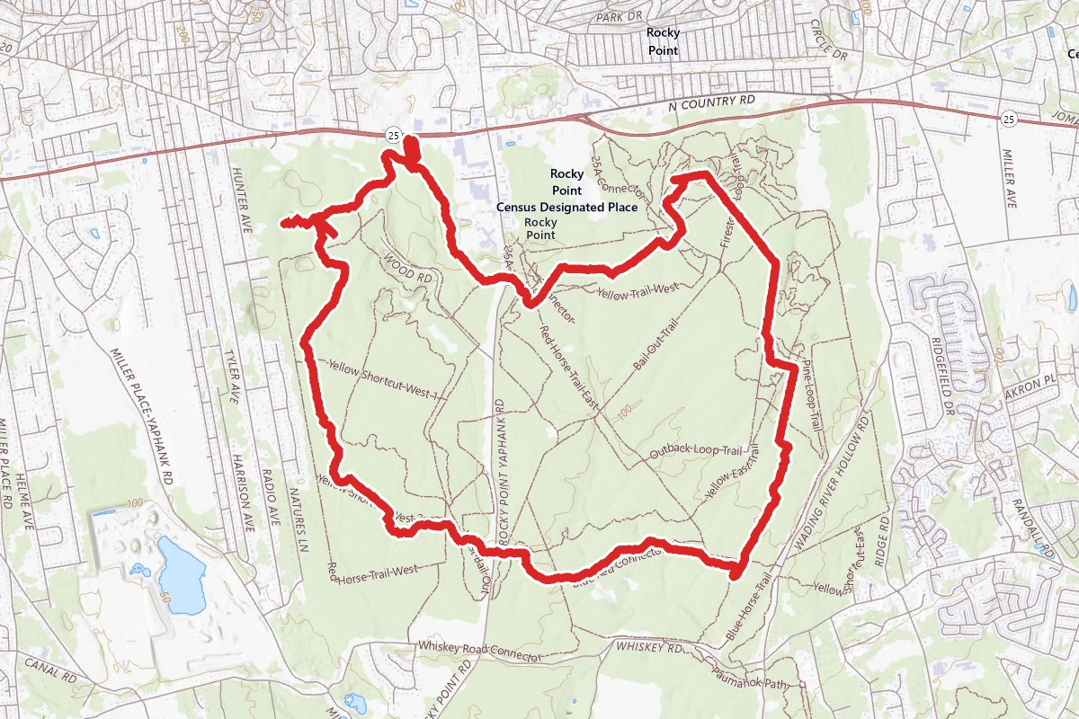 Blue and Red Trail Loop from Route 25A