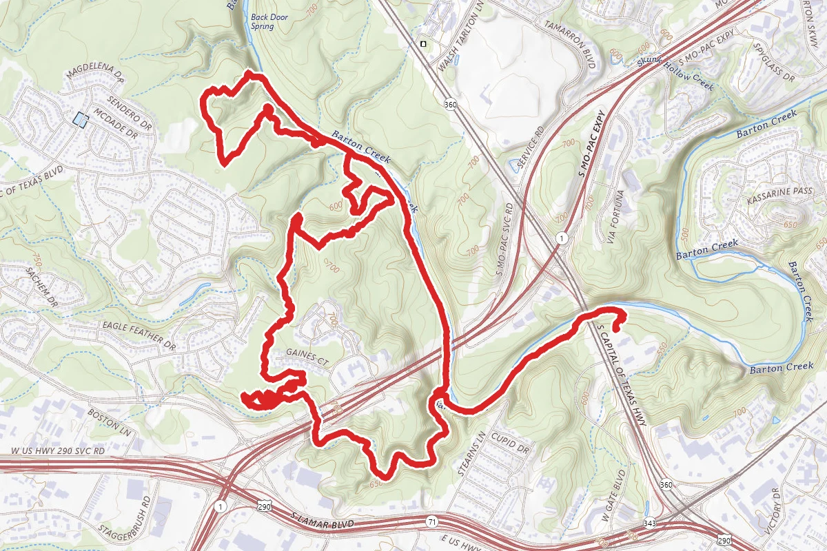 Violet Crown Trail and Barton Creek Greenbelt Trail Loop