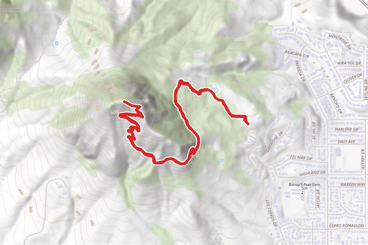 Bishop Peak Trail from Highland Drive Trail