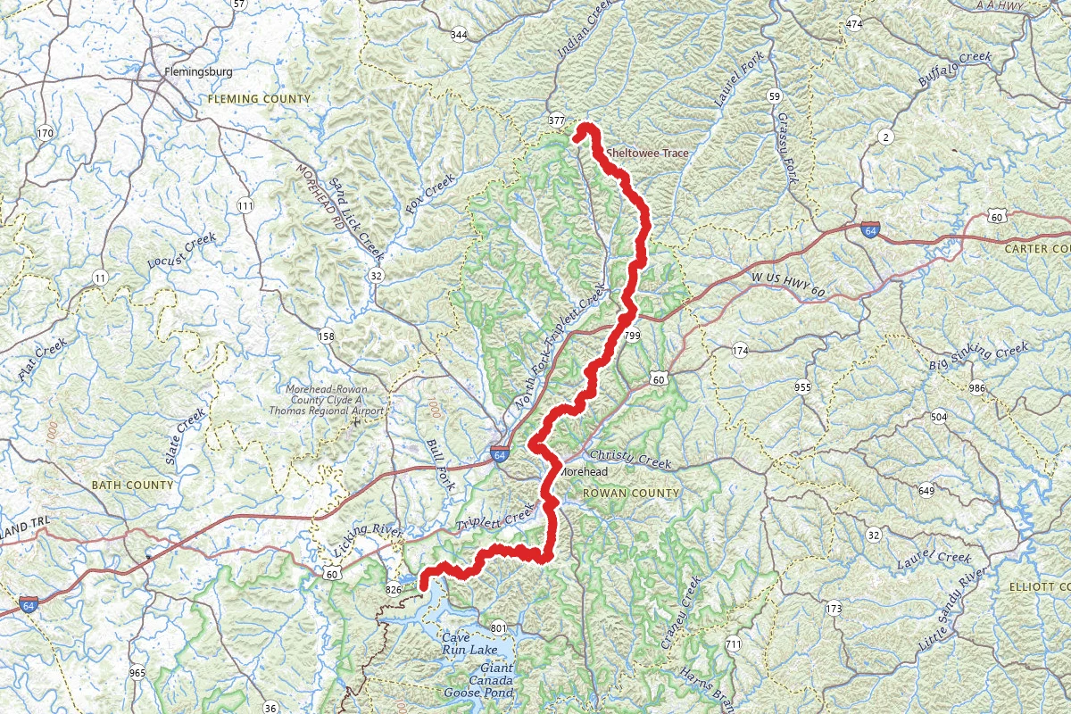 Sheltowee Trace NRT - Northern Terminus to Cave Run Lake