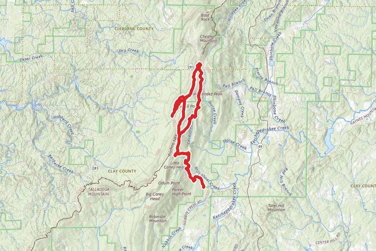 Nubbin Creek Trail to Pinhoti Trail To McDill Point Loop
