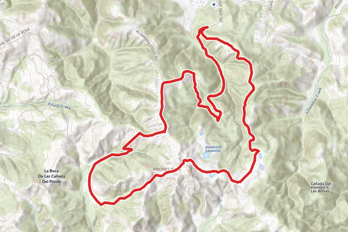 Pine Tree Trail to Toyon Canyon Trail to Lagoon Trail to Abrigo Valley and Mott Peak Trail