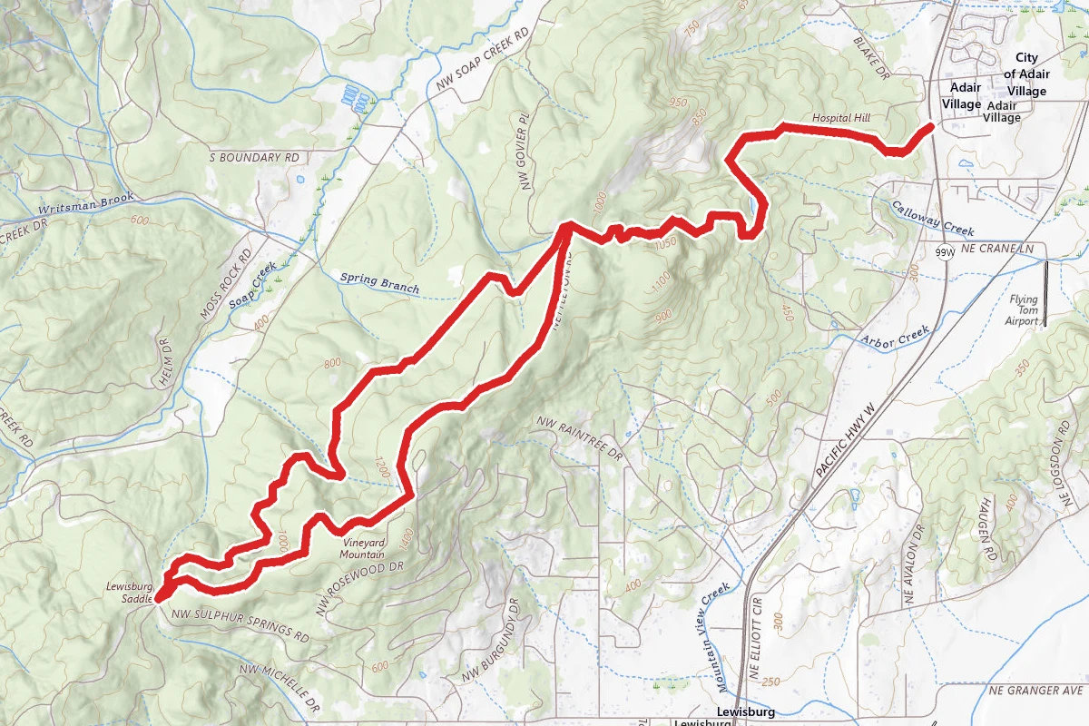 Adair Lewisburg Saddle Loop route map