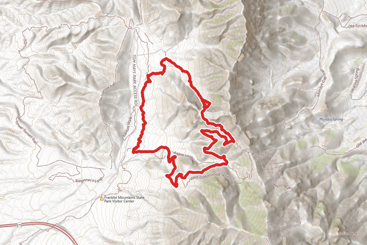 Agave-Mundys to Aztec Cave Loop Trail