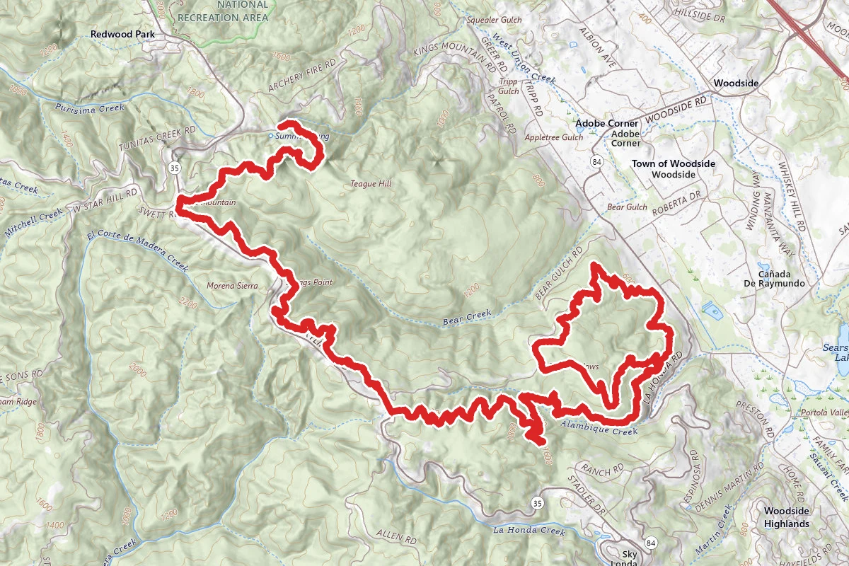 Alambique, Skyline, Meadow and Bear Gulch Trail Loop