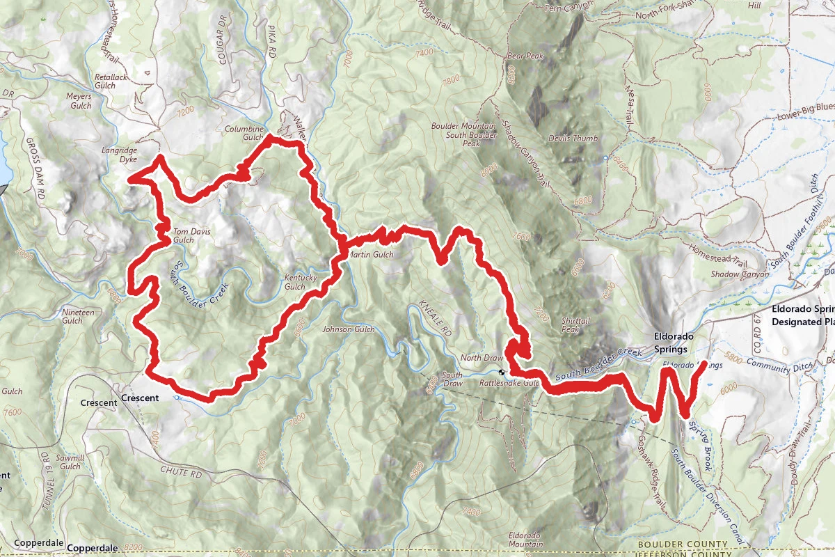 Fowler Trail to Eldorado Canyon Trail to Walker Ranch Loop