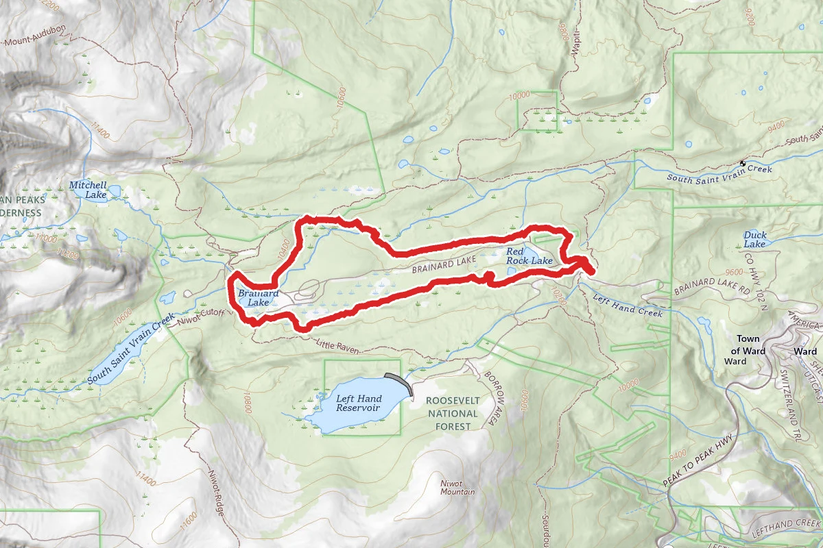 Brainard Lake via Waldrop and Ski Trail