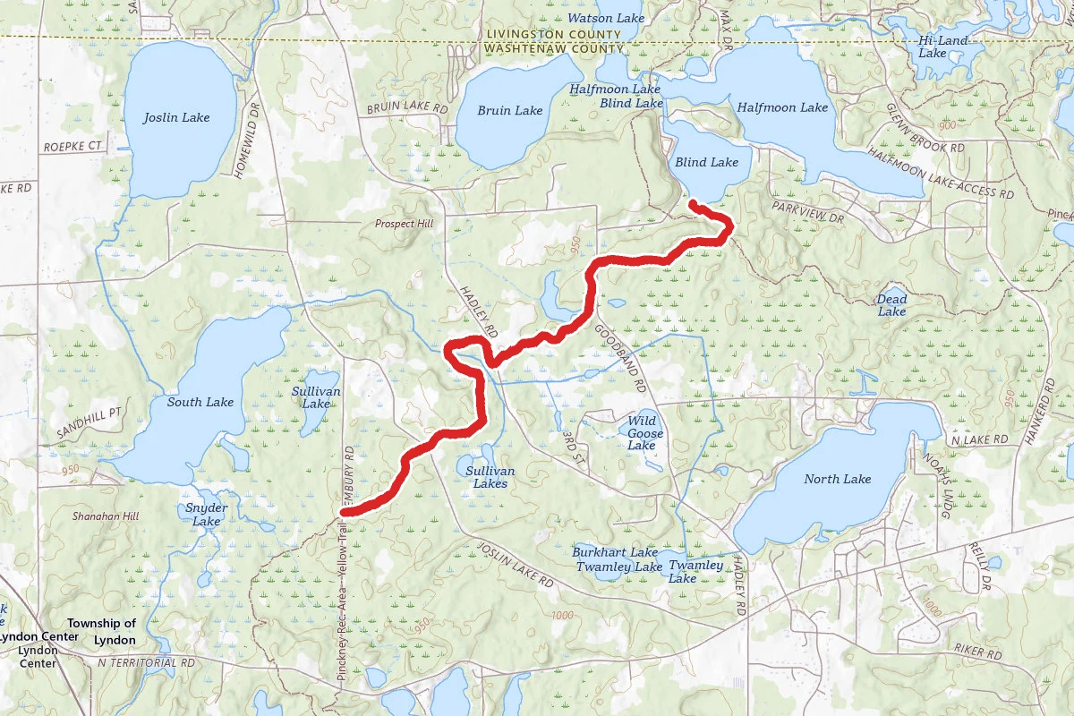 Waterloo Pinckney Trail to Blind Lake