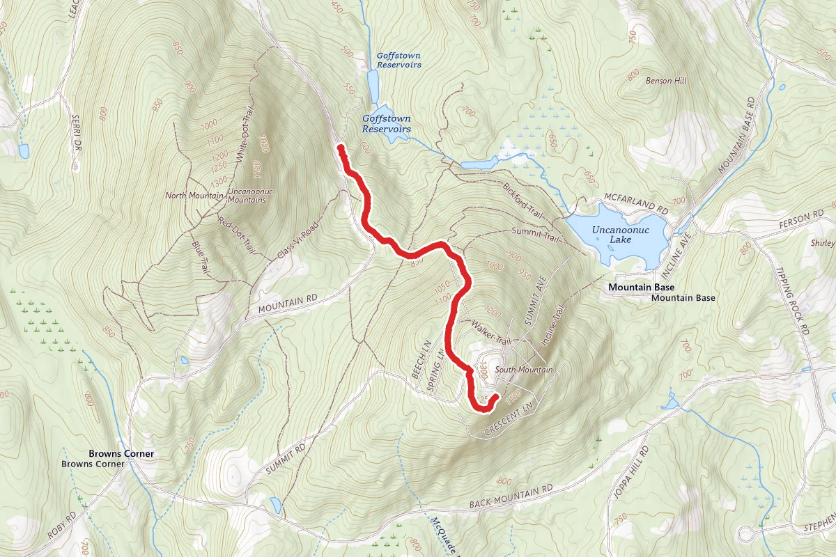 South Uncanoonuc via Link Trail and Summit Trail