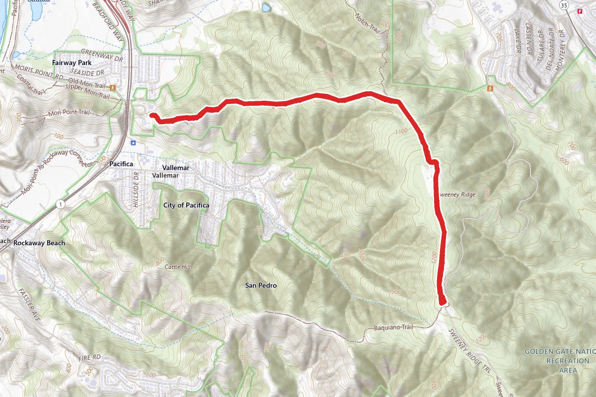 Sweeney Ridge Trail via Mori Ridge