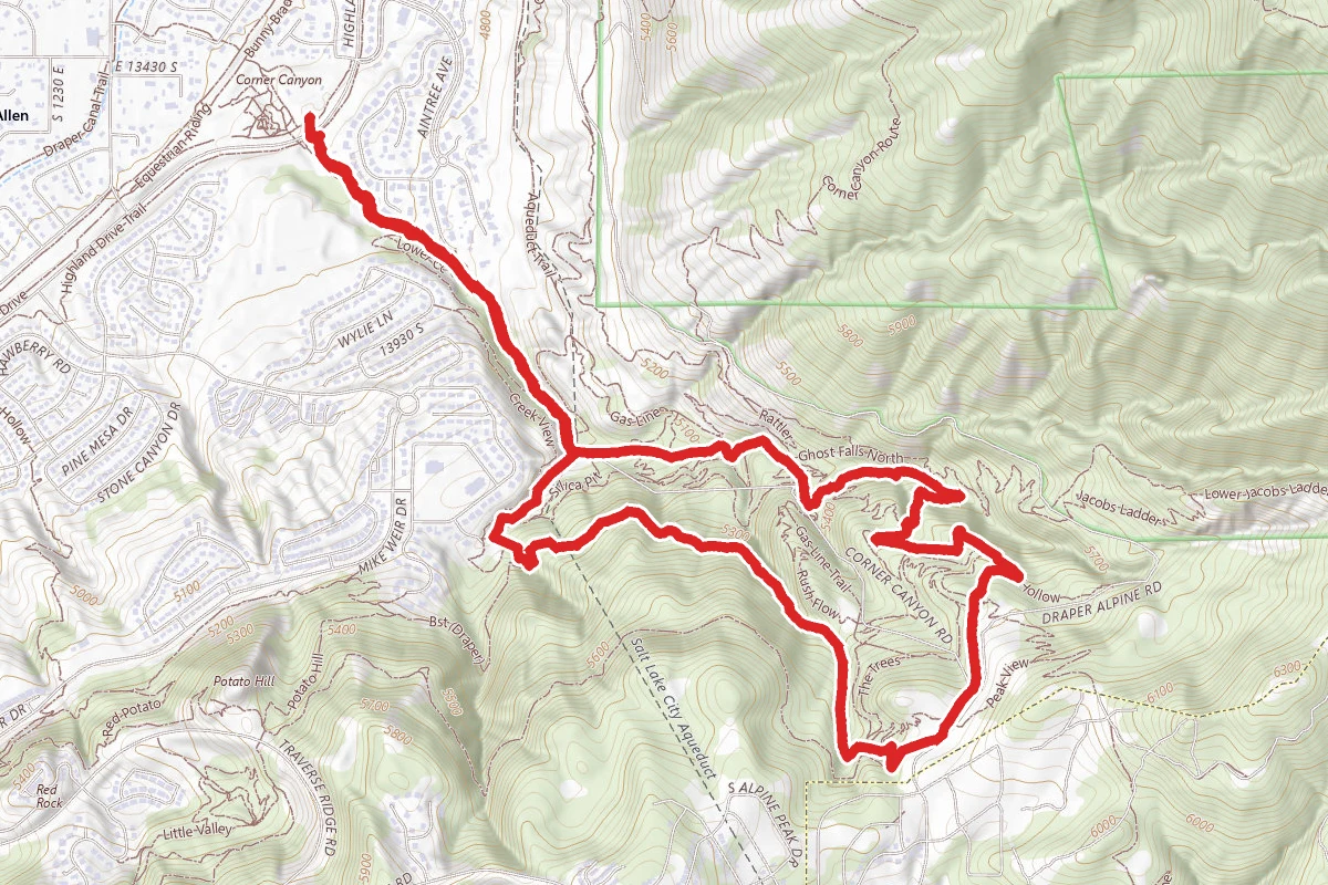 Corner Canyon Road, Canyon Hollow, Brock's Point and Clarks Trail