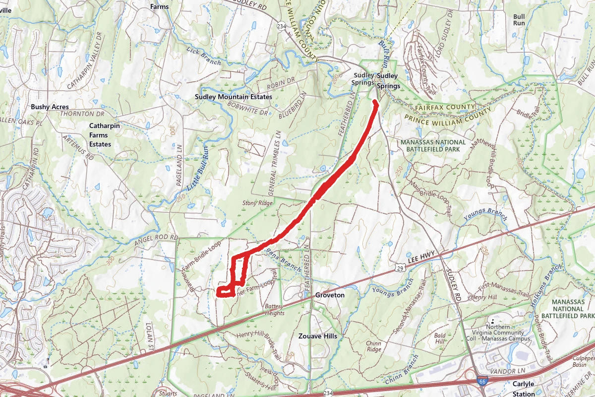 Sudley Connector Trail to Second Manassas Trail