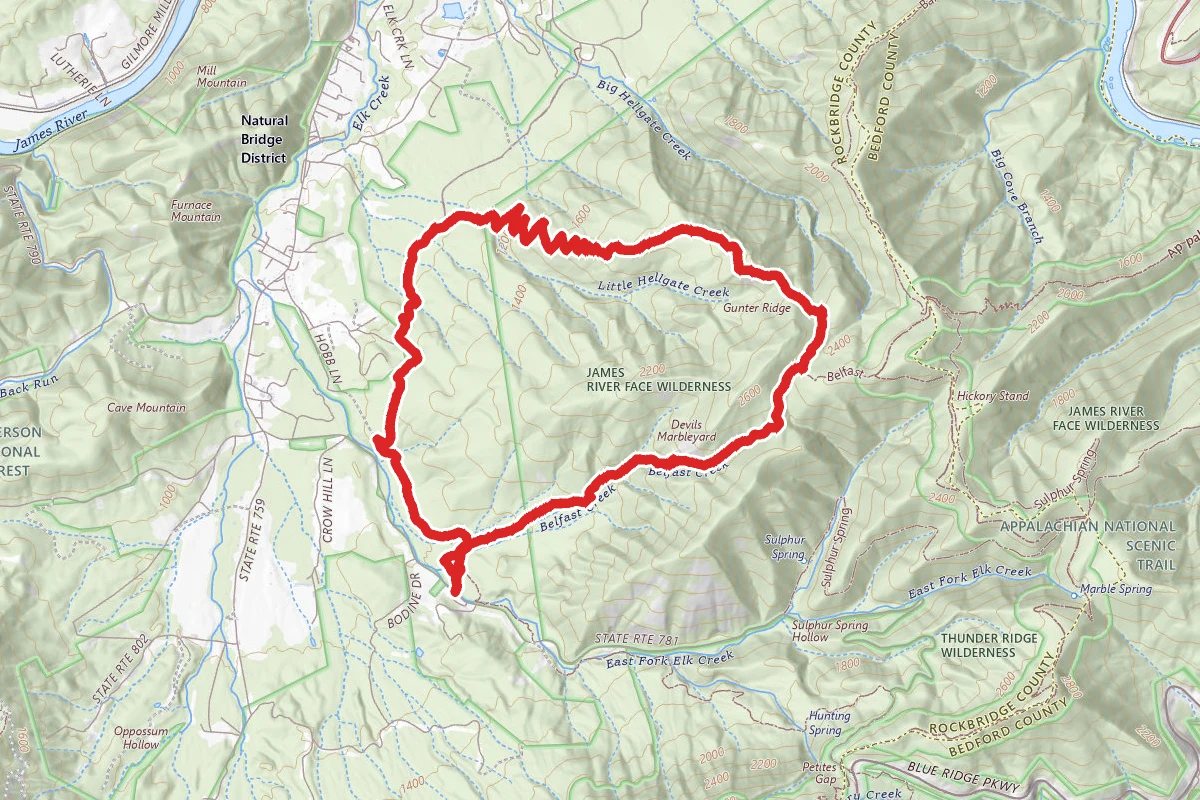 Devils Marbleyard via Gunther Ridge and Belfast Trail Loop
