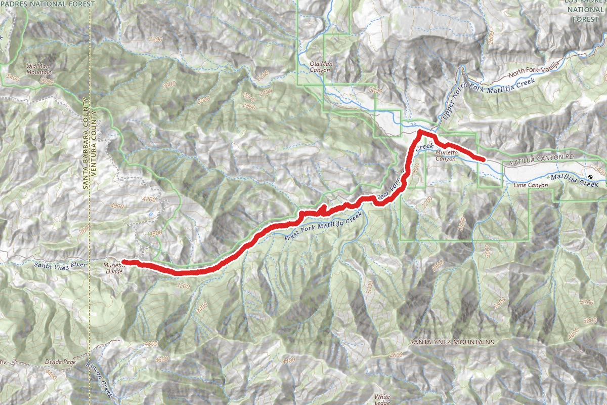 Murietta Canyon Trail to Murietta Divide Trail