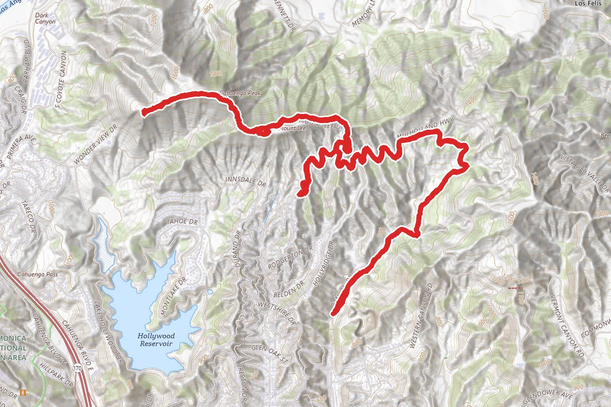Hollyridge Trail to Hollywood Sign Viewpoint, Cahuenga and Burbank Peaks