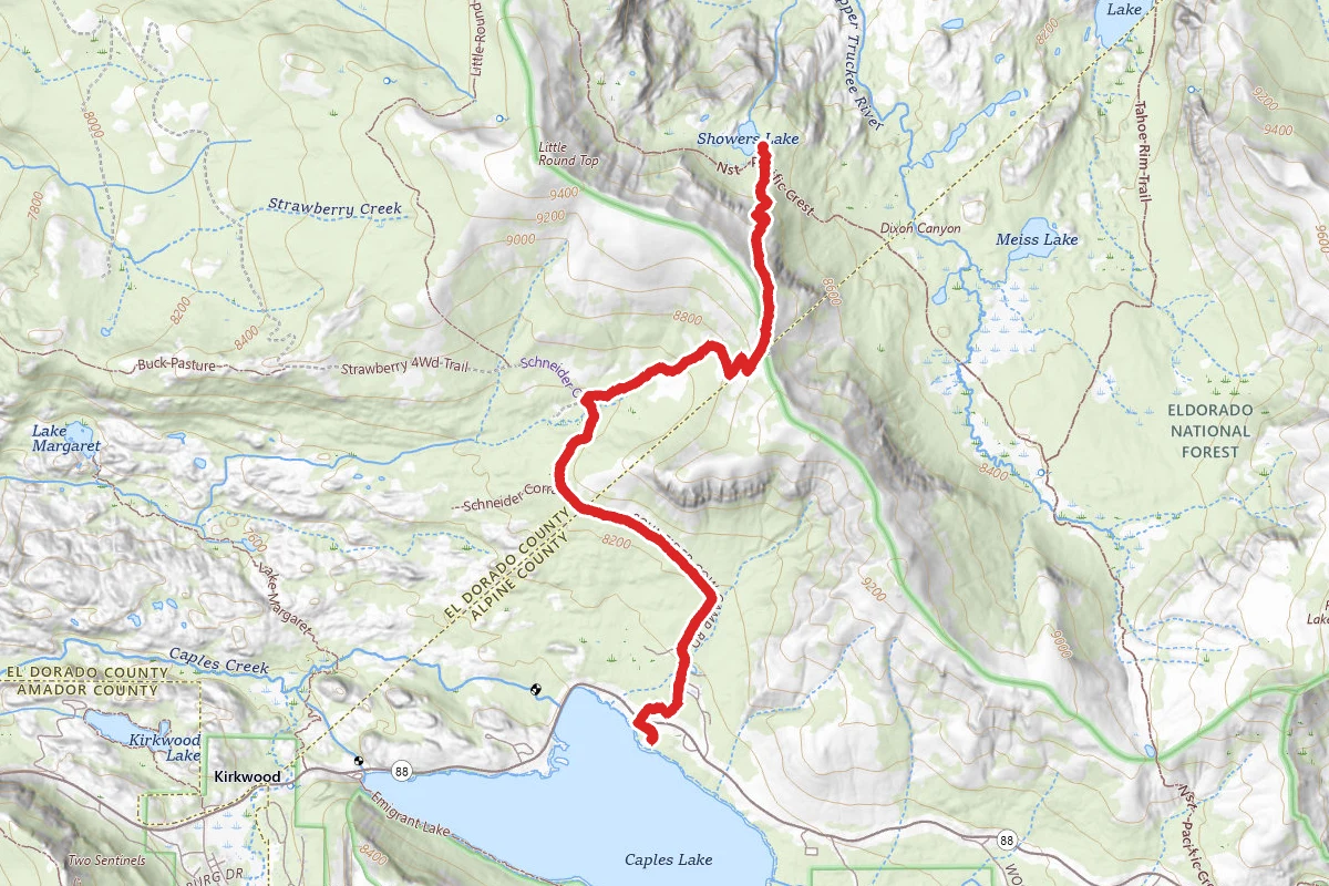 Caples Lake to Shower Lake via Schneider Cow Camp Road