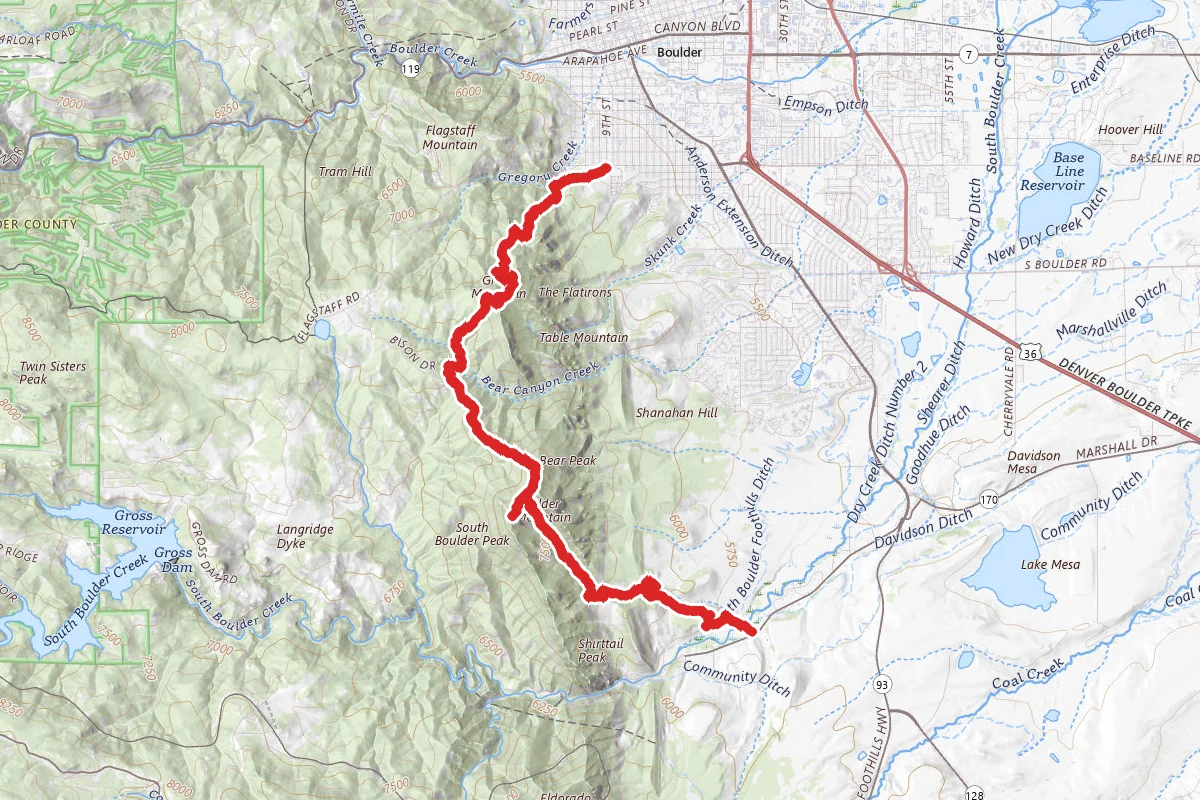 South Boulder Peak, Bear Peak, and Green Mountain Trail
