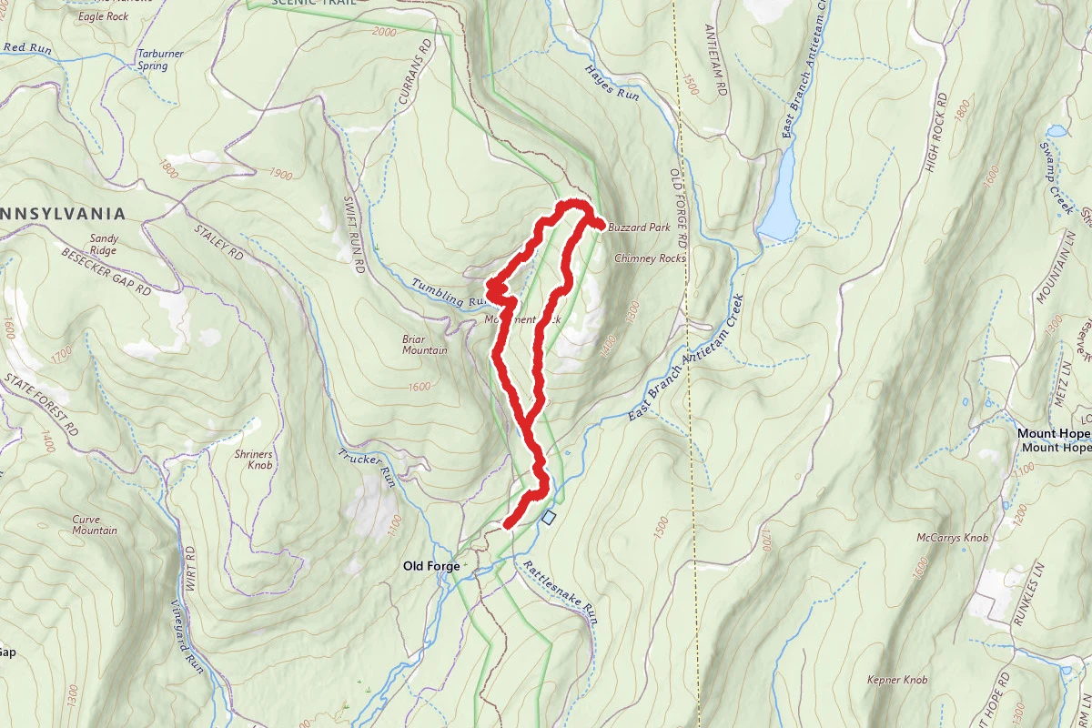 Chimney Rocks via Hermitage and Appalachian National Scenic Trail