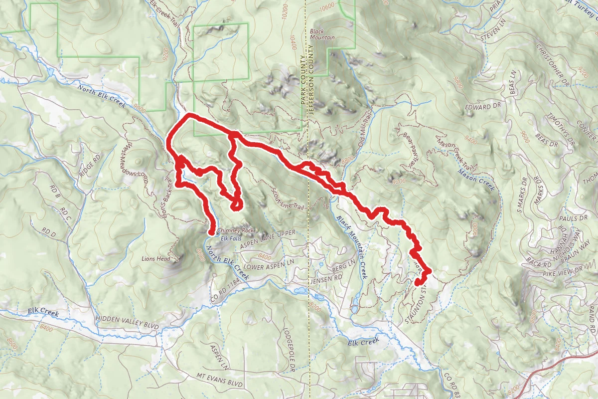 Staunton Ranch Trail to Marmot Passage, Chimney Rock Trail, Bulging Elk Trail