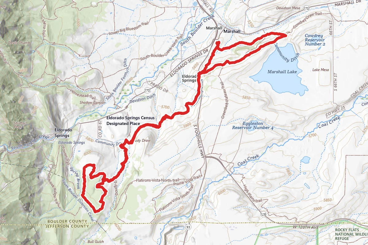 Community Ditch to Doudy Draw and Spring Brook Loop to Marshall Mesa
