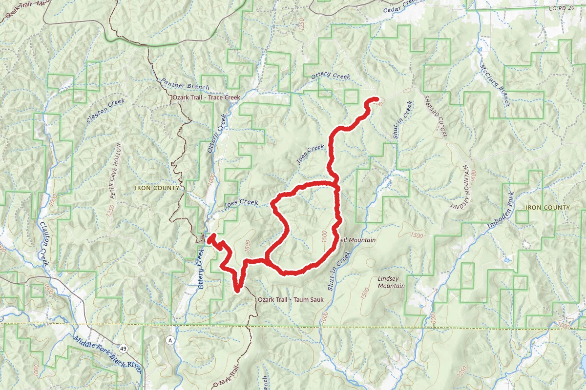 Bell Mountain Loop via Ozark Trail - Trace Creek Section
