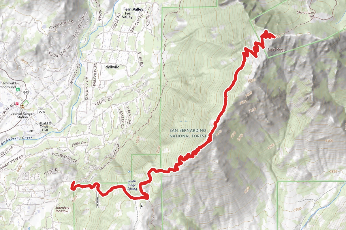 South Ridge Trail to Tahquitz Peak