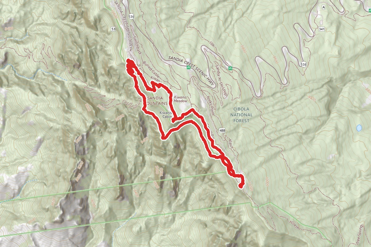 Sandia Tramway to Sandia Crest Loop