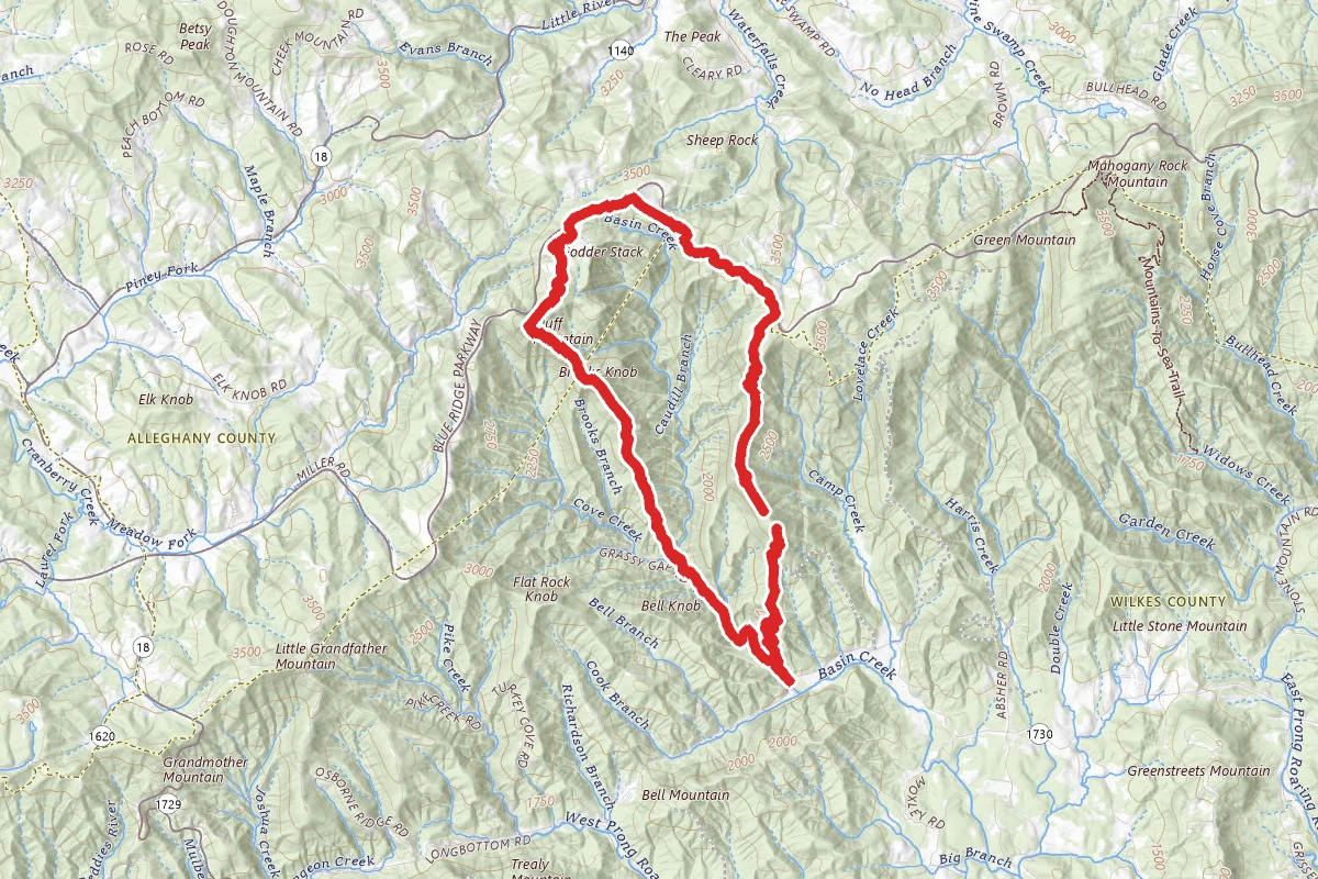 Grassy Gap Fire Road, Bluff Ridge, Bluff Mountain and Cedar Ridge Trail Loop