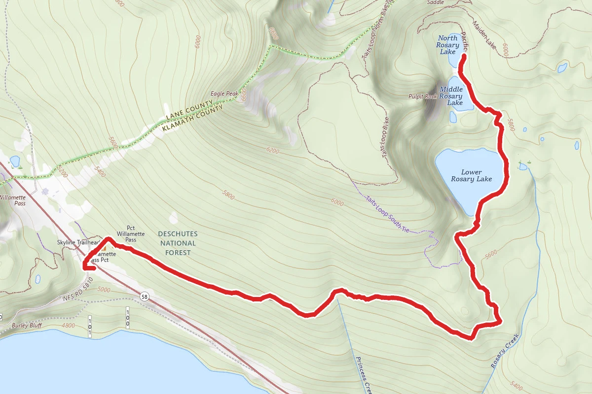 Lower, Middle, and Upper Rosary Lake