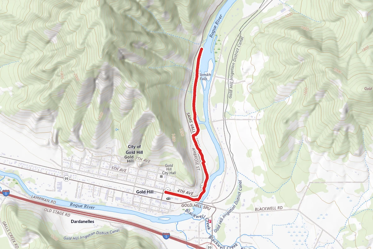 Ti'lomikh Falls via Gold Hill Bicycle Trail
