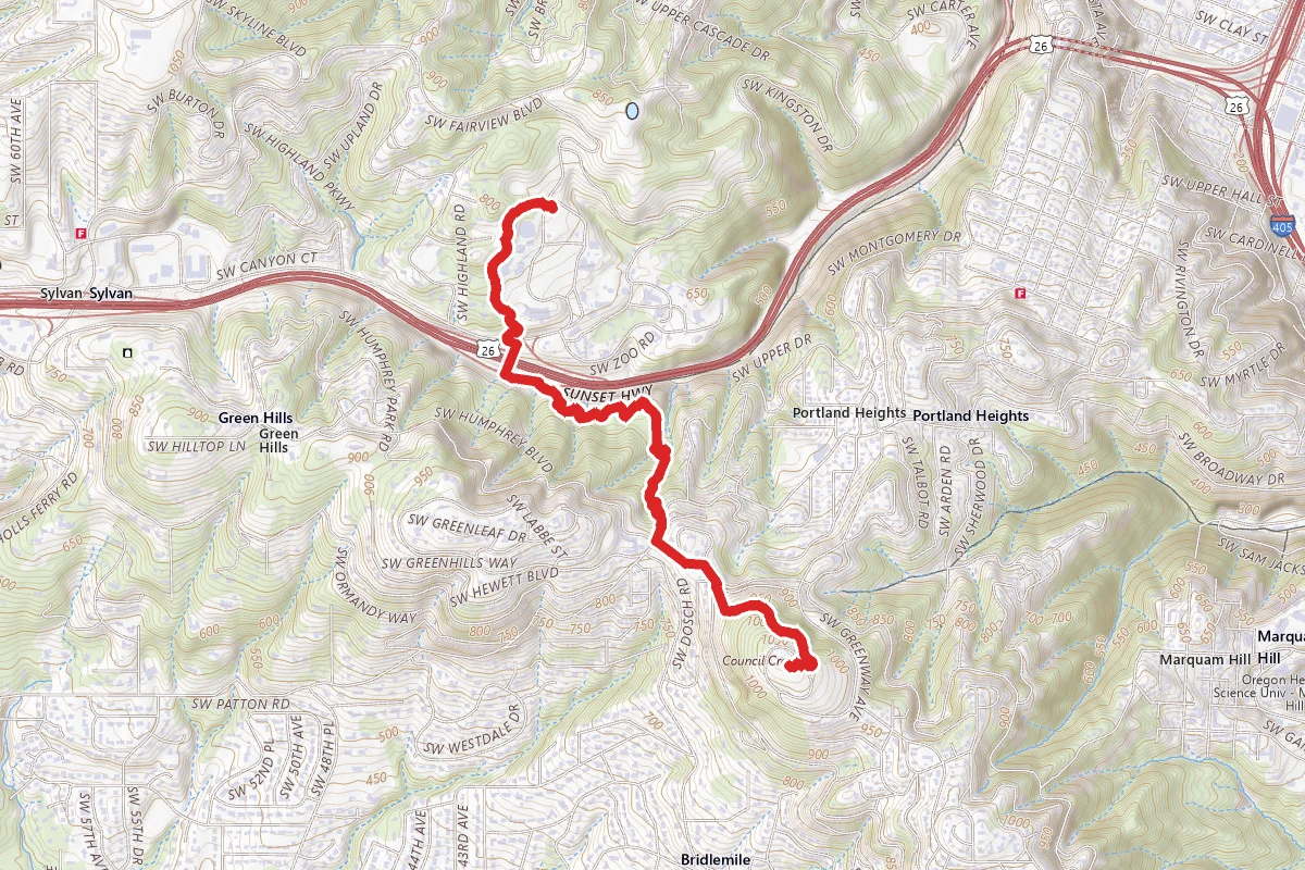 Washington Park to Council Crest Trail