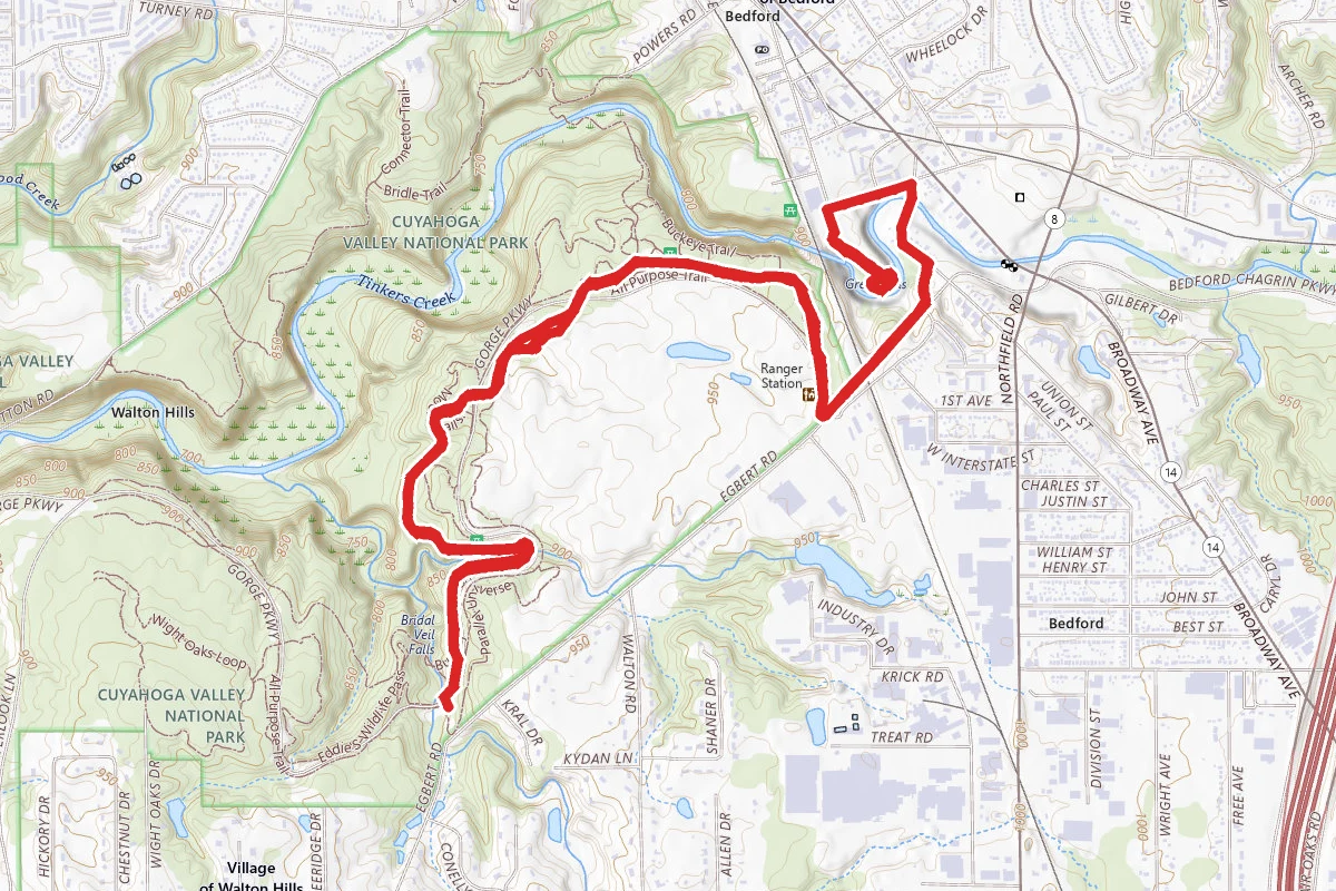 Bridal Veil Falls to Great Tinker Creek Falls via Bridle Trail