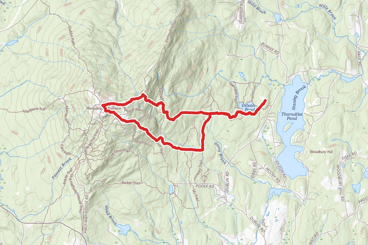 Monadnock Mountain via Birchtoft to Hinkley Loop